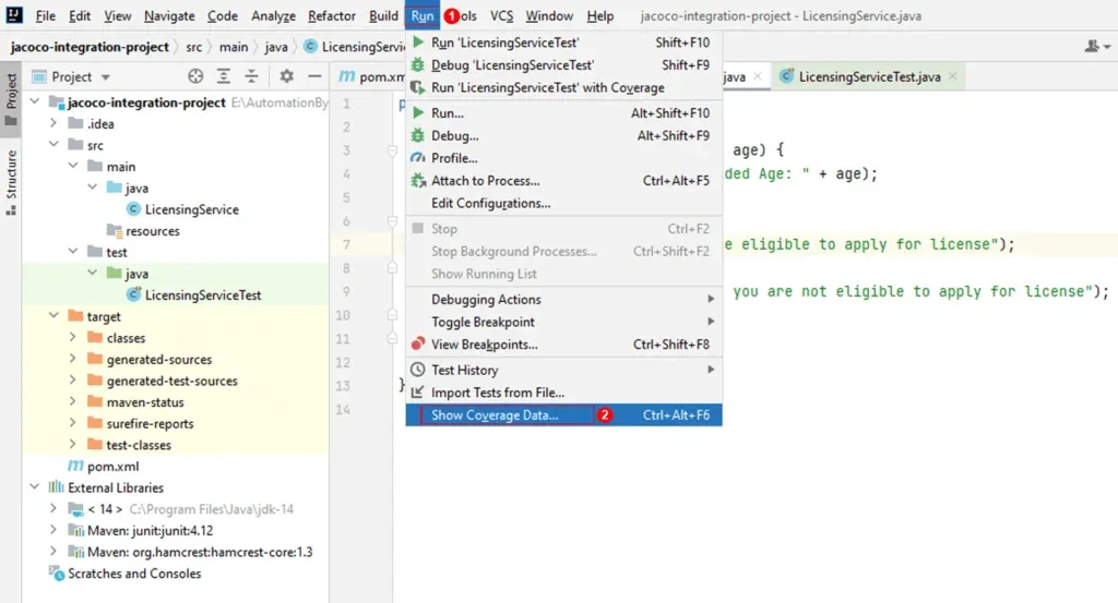 Show Code Coverage Data in IntelliJ